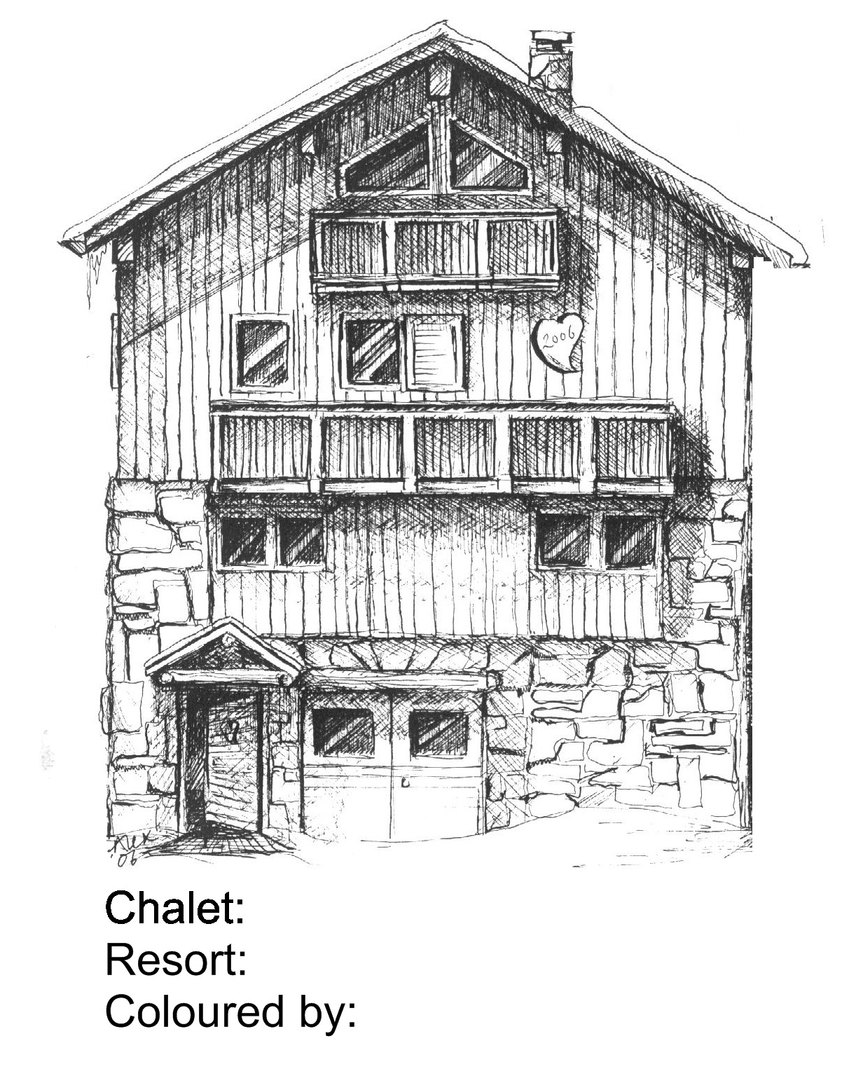 Dessin à colorier: Chalet (Bâtiments et Architecture) #169936 - Coloriages à Imprimer Gratuits
