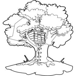 Dessin à colorier: Cabane dans un arbre (Bâtiments et Architecture) #66018 - Coloriages à Imprimer Gratuits