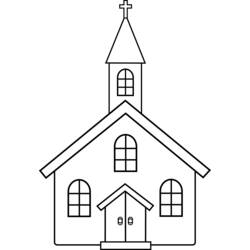 Dessin à colorier: Église (Bâtiments et Architecture) #64159 - Coloriages à Imprimer Gratuits
