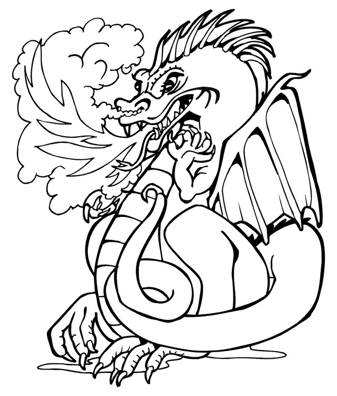 Dessin à colorier: Dragon (Animaux) #5708 - Coloriages à Imprimer Gratuits