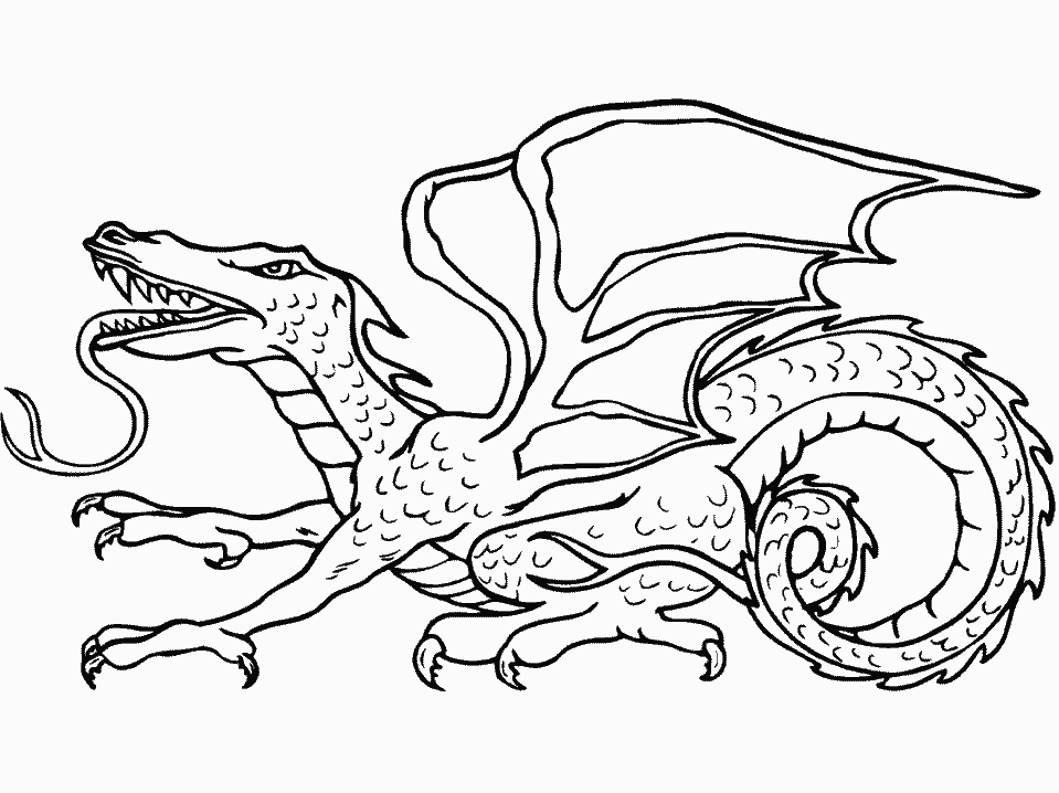 Dessin à colorier: Dragon (Animaux) #5732 - Coloriages à Imprimer Gratuits