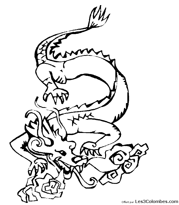Dessin à colorier: Dragon (Animaux) #5785 - Coloriages à Imprimer Gratuits