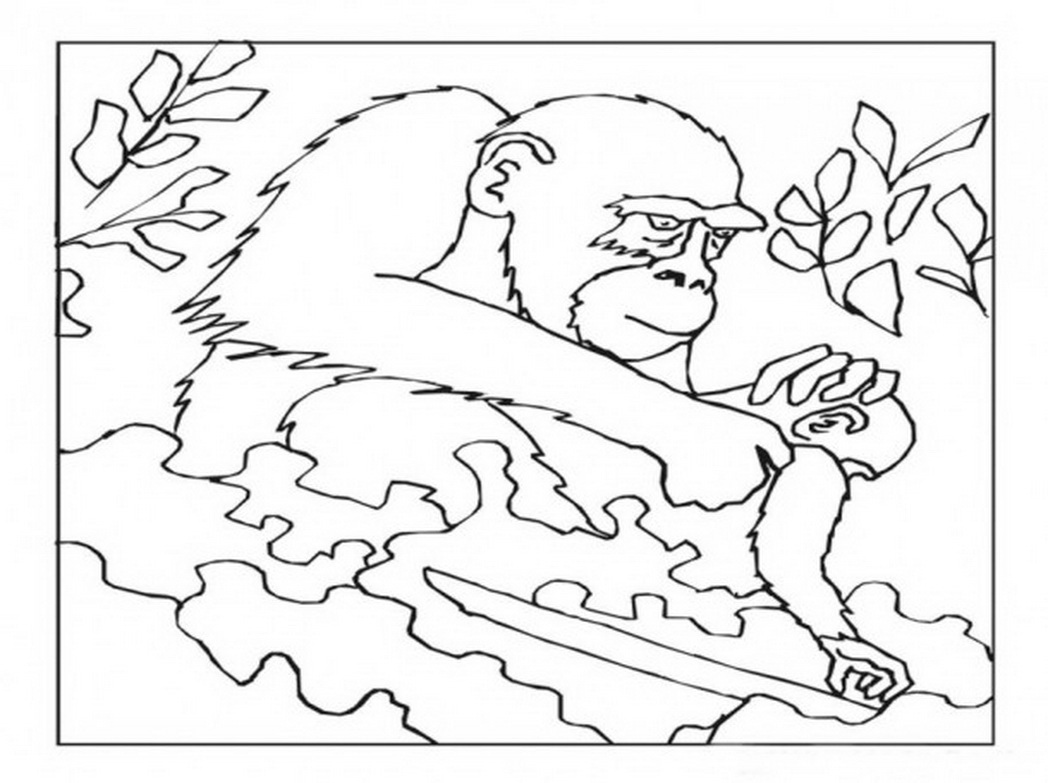 Dessin à colorier: Gorille (Animaux) #7512 - Coloriages à Imprimer Gratuits