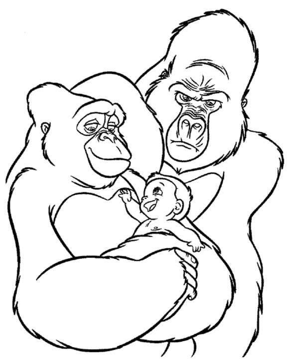 Dessin à colorier: Gorille (Animaux) #7522 - Coloriages à Imprimer Gratuits