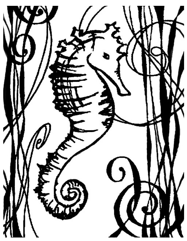 Dessin à colorier: Hippocampe (Animaux) #18605 - Coloriages à Imprimer Gratuits
