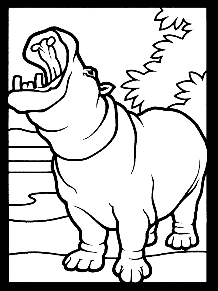 Dessin à colorier: Hippopotame (Animaux) #8640 - Coloriages à Imprimer Gratuits