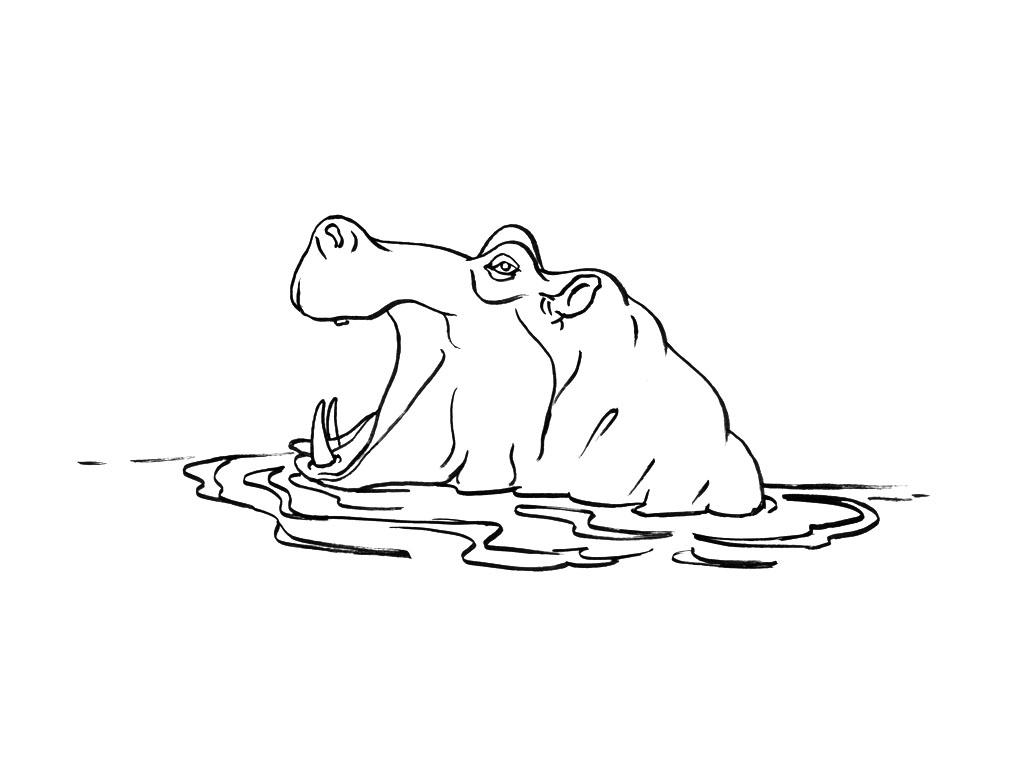 Dessin à colorier: Hippopotame (Animaux) #8695 - Coloriages à Imprimer Gratuits