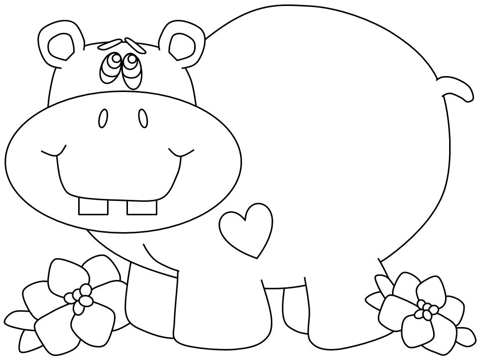 Dessin à colorier: Hippopotame (Animaux) #8713 - Coloriages à Imprimer Gratuits
