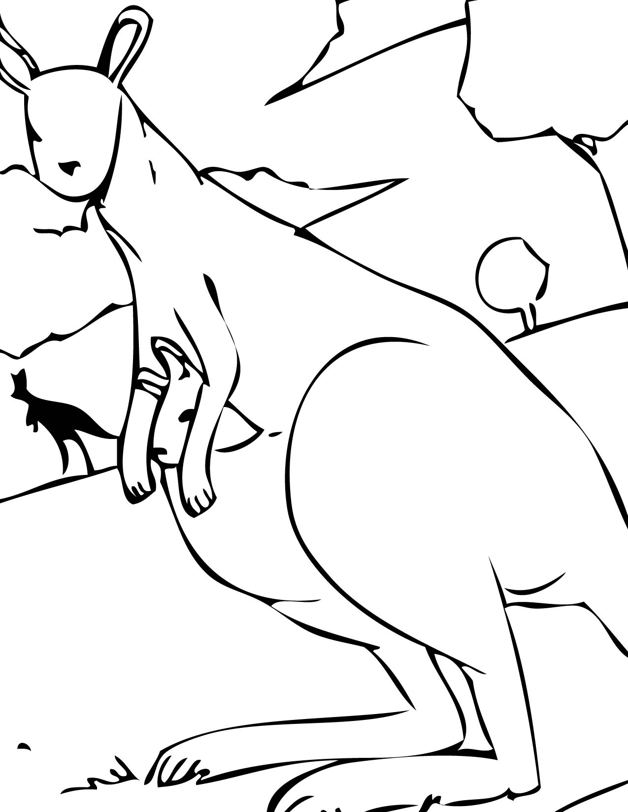 Dessin à colorier: Kangourou (Animaux) #9119 - Coloriages à Imprimer Gratuits
