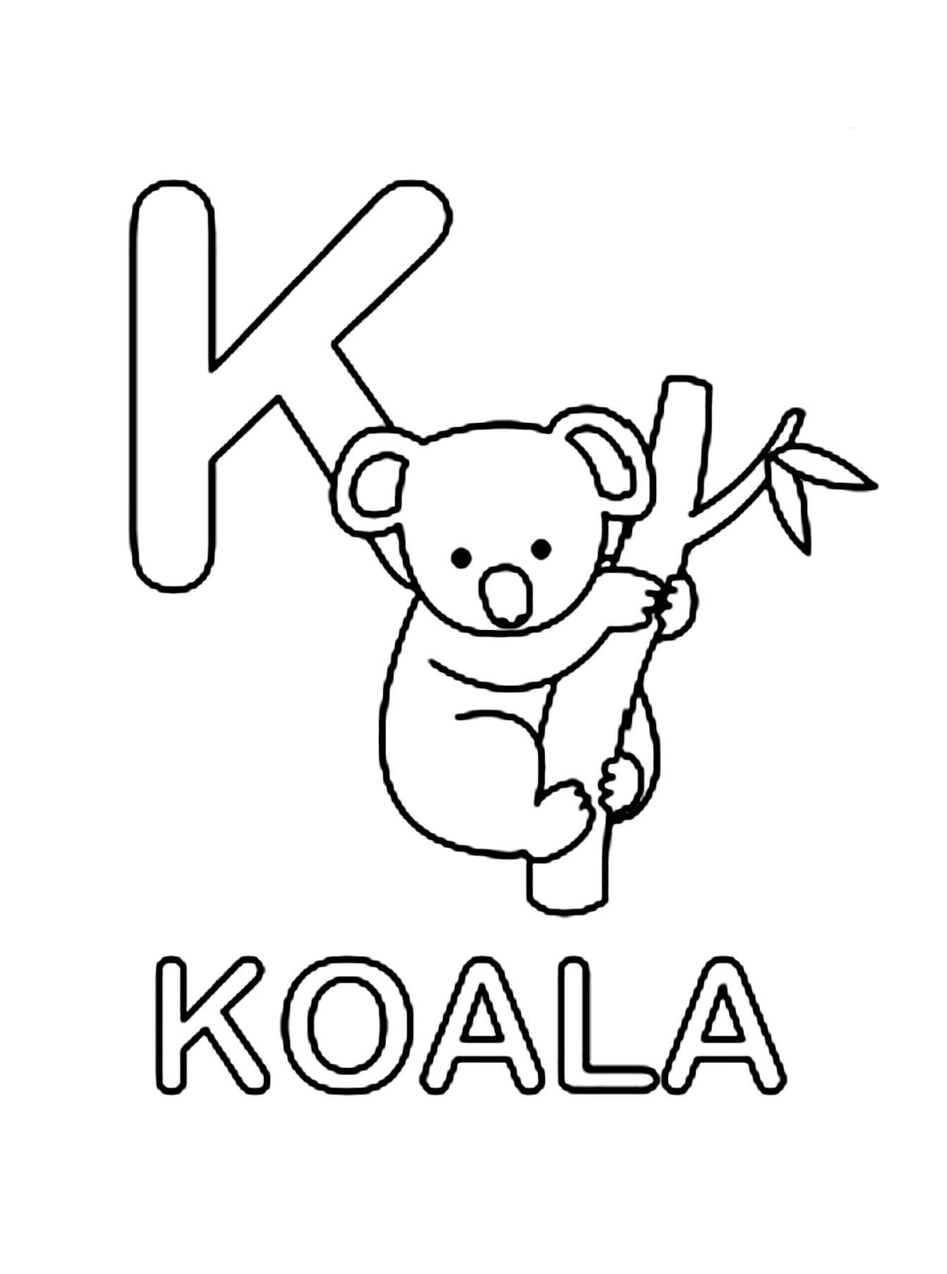 Dessin à colorier: Koala (Animaux) #9360 - Coloriages à Imprimer Gratuits