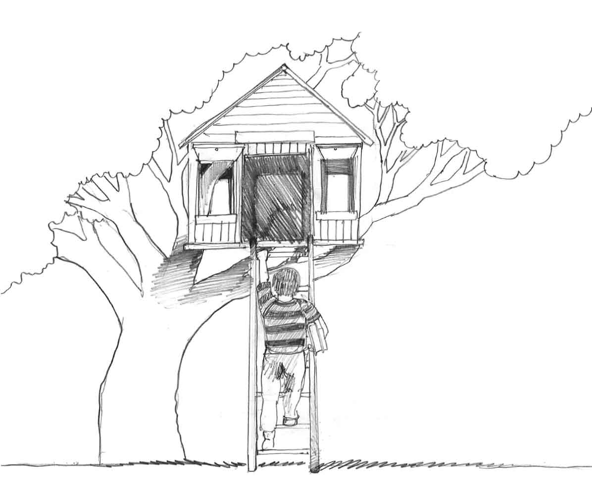 Dessin à colorier: Cabane dans un arbre (Bâtiments et Architecture) #66050 - Coloriages à Imprimer Gratuits