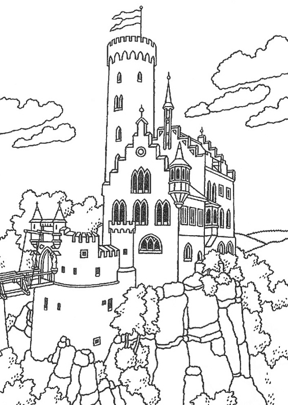 Dessin à colorier: Chateau (Bâtiments et Architecture) #62061 - Coloriages à Imprimer Gratuits