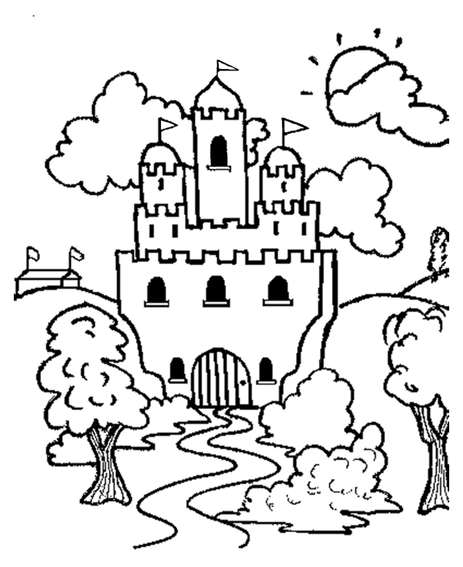 Dessin à colorier: Chateau (Bâtiments et Architecture) #62068 - Coloriages à Imprimer Gratuits