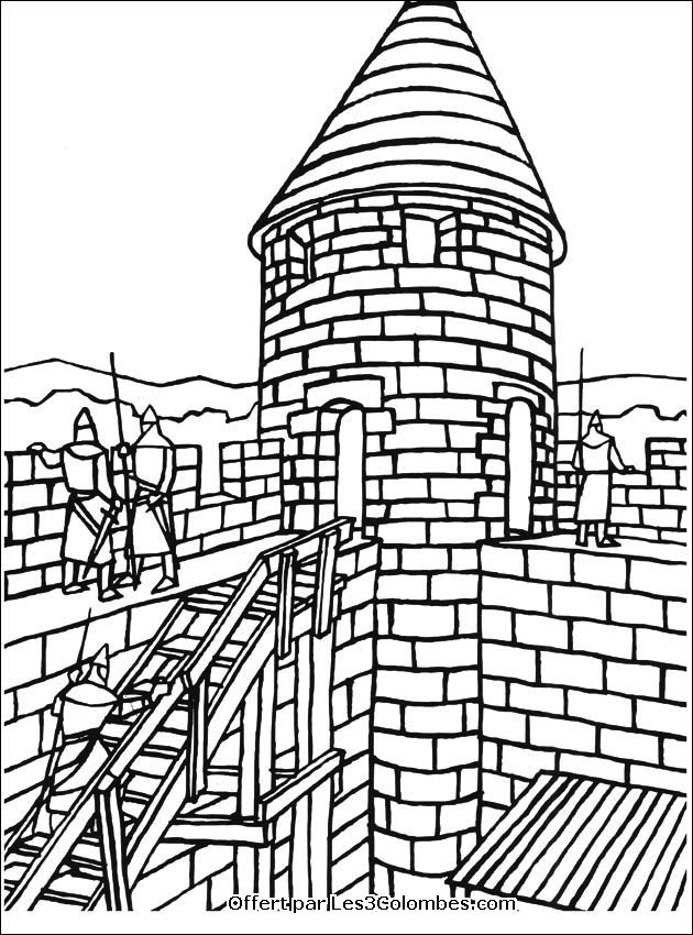 Dessin à colorier: Chateau (Bâtiments et Architecture) #62139 - Coloriages à Imprimer Gratuits