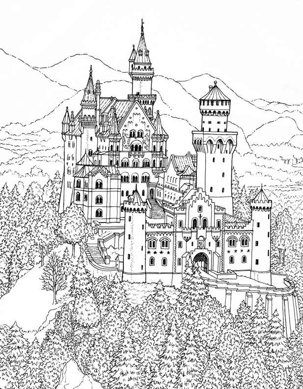 Dessin à colorier: Chateau (Bâtiments et Architecture) #62187 - Coloriages à Imprimer Gratuits