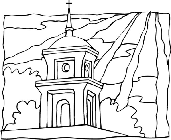 Dessin à colorier: Église (Bâtiments et Architecture) #64325 - Coloriages à Imprimer Gratuits