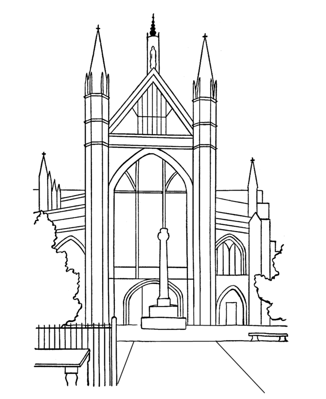 Dessin à colorier: Église (Bâtiments et Architecture) #64348 - Coloriages à Imprimer Gratuits