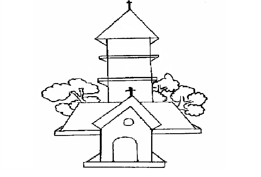 Dessin à colorier: Église (Bâtiments et Architecture) #64357 - Coloriages à Imprimer Gratuits