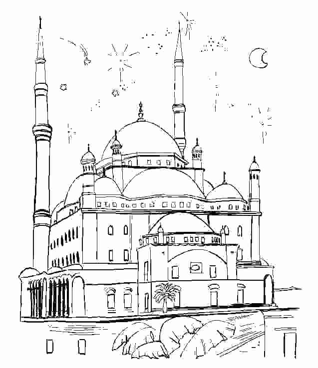 Dessin à colorier: Mosquée (Bâtiments et Architecture) #64531 - Coloriages à Imprimer Gratuits
