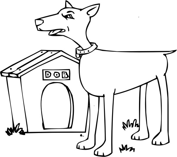 Dessin à colorier: Niche à chien (Bâtiments et Architecture) #62382 - Coloriages à Imprimer Gratuits