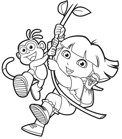 Dessin à colorier: Dora l'Exploratrice (Dessins Animés) #30023 - Coloriages à Imprimer Gratuits