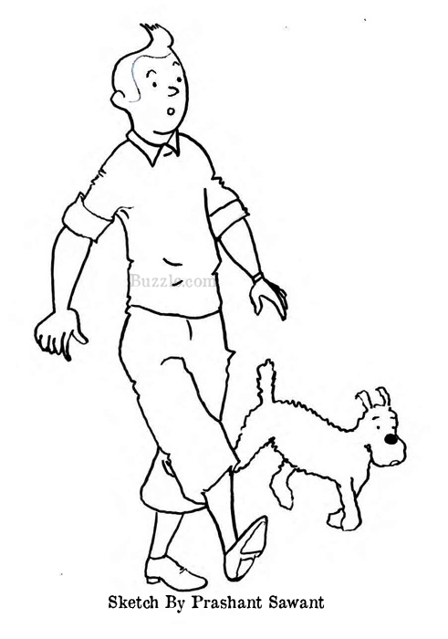 Dessin à colorier: Tintin (Dessins Animés) #25781 - Coloriages à Imprimer Gratuits