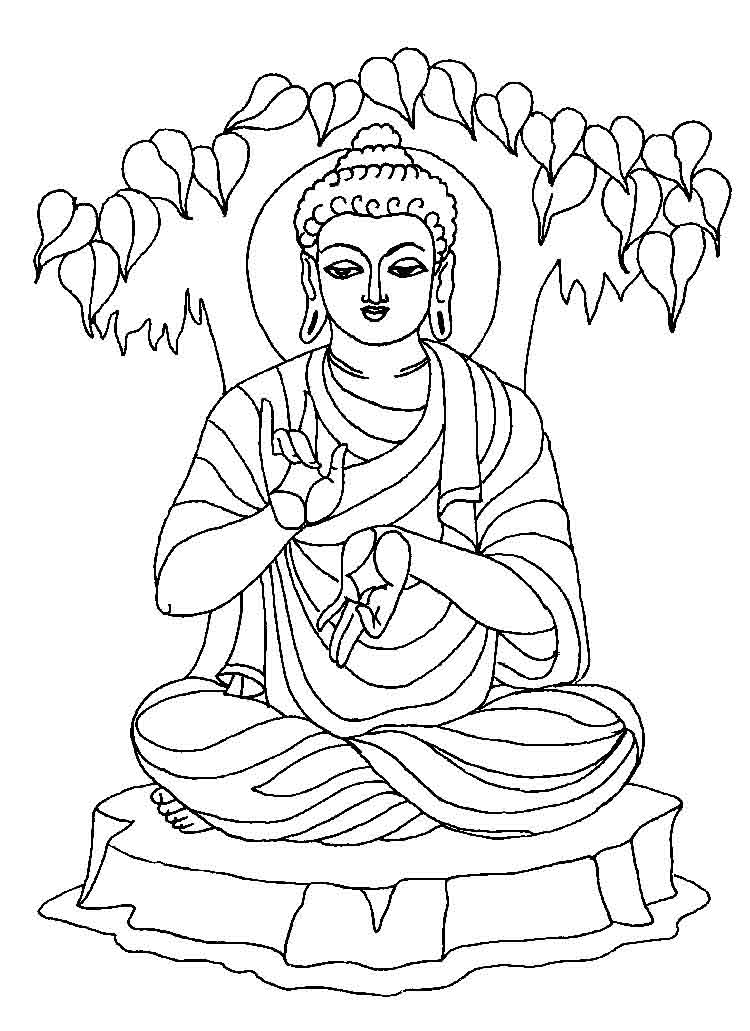 Dessin à colorier: Mythologie Hindou: Bouddha (Dieux et Déesses) #89518 - Coloriages à Imprimer Gratuits