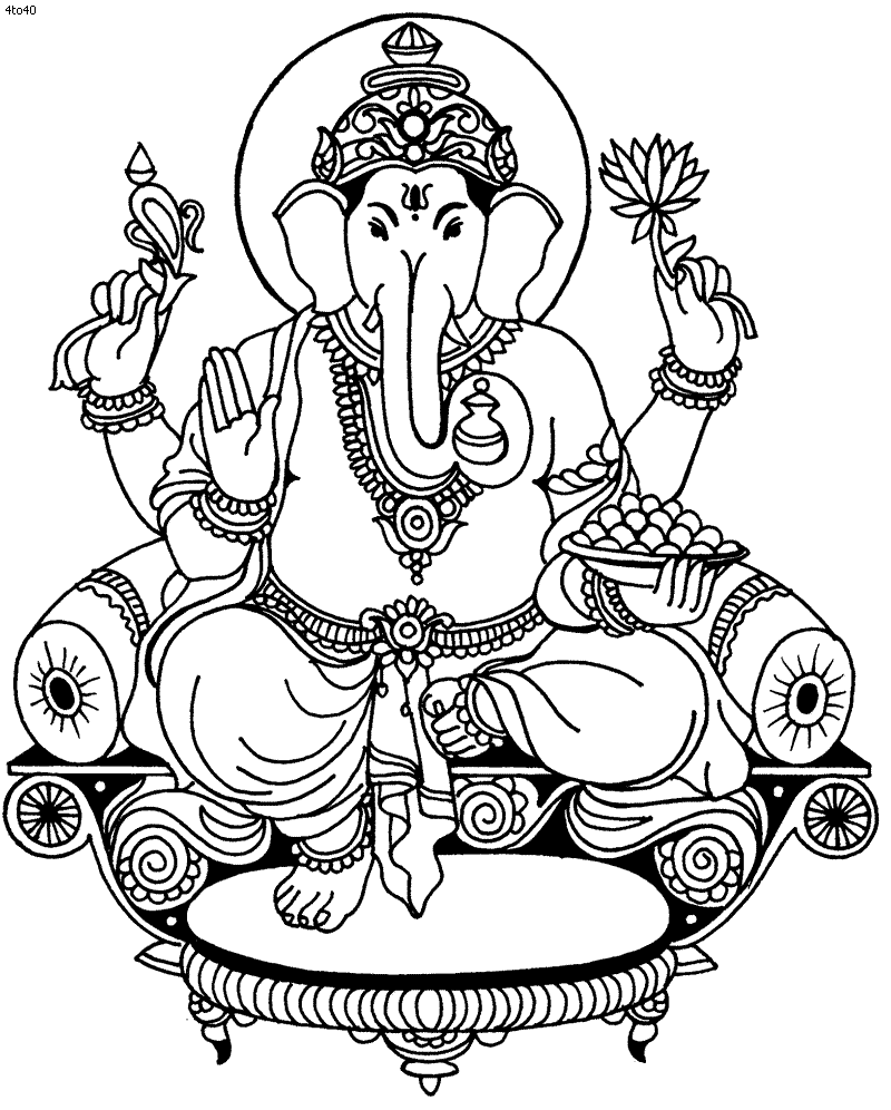 Dessin à colorier: Mythologie Hindou: Ganesh (Dieux et Déesses) #96856 - Coloriages à Imprimer Gratuits