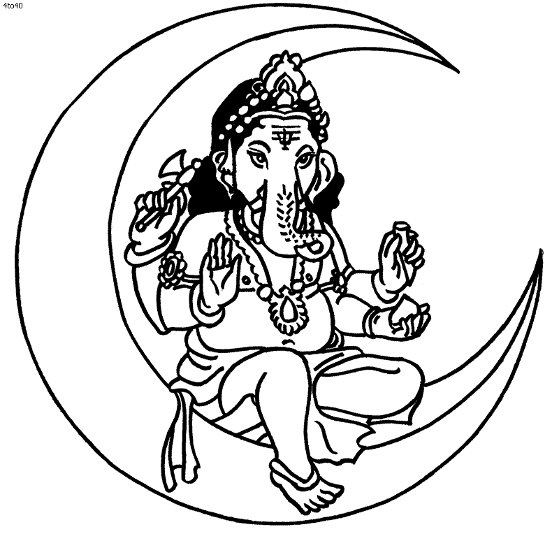 Dessin à colorier: Mythologie Hindou: Ganesh (Dieux et Déesses) #96903 - Coloriages à Imprimer Gratuits