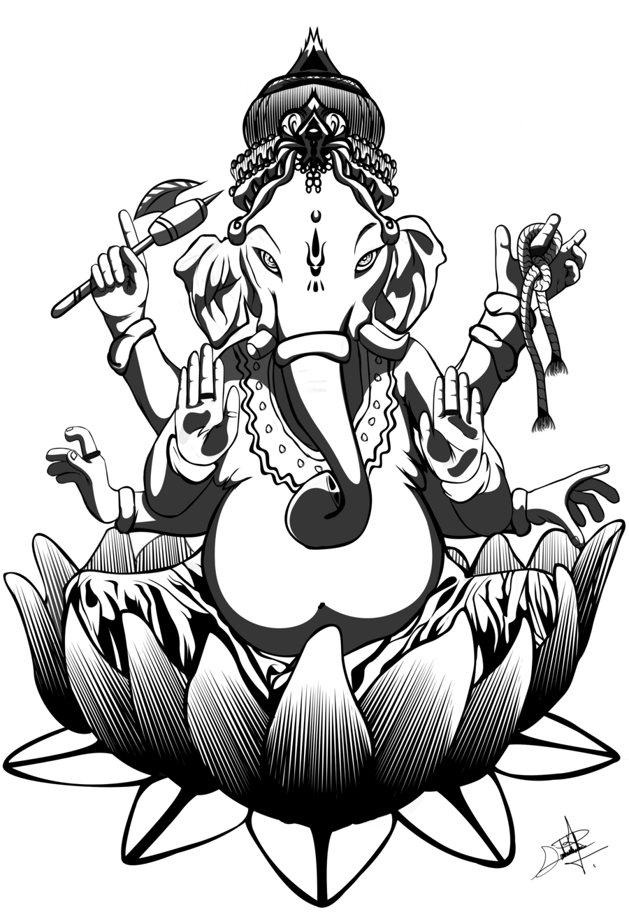 Dessin à colorier: Mythologie Hindou: Ganesh (Dieux et Déesses) #97013 - Coloriages à Imprimer Gratuits