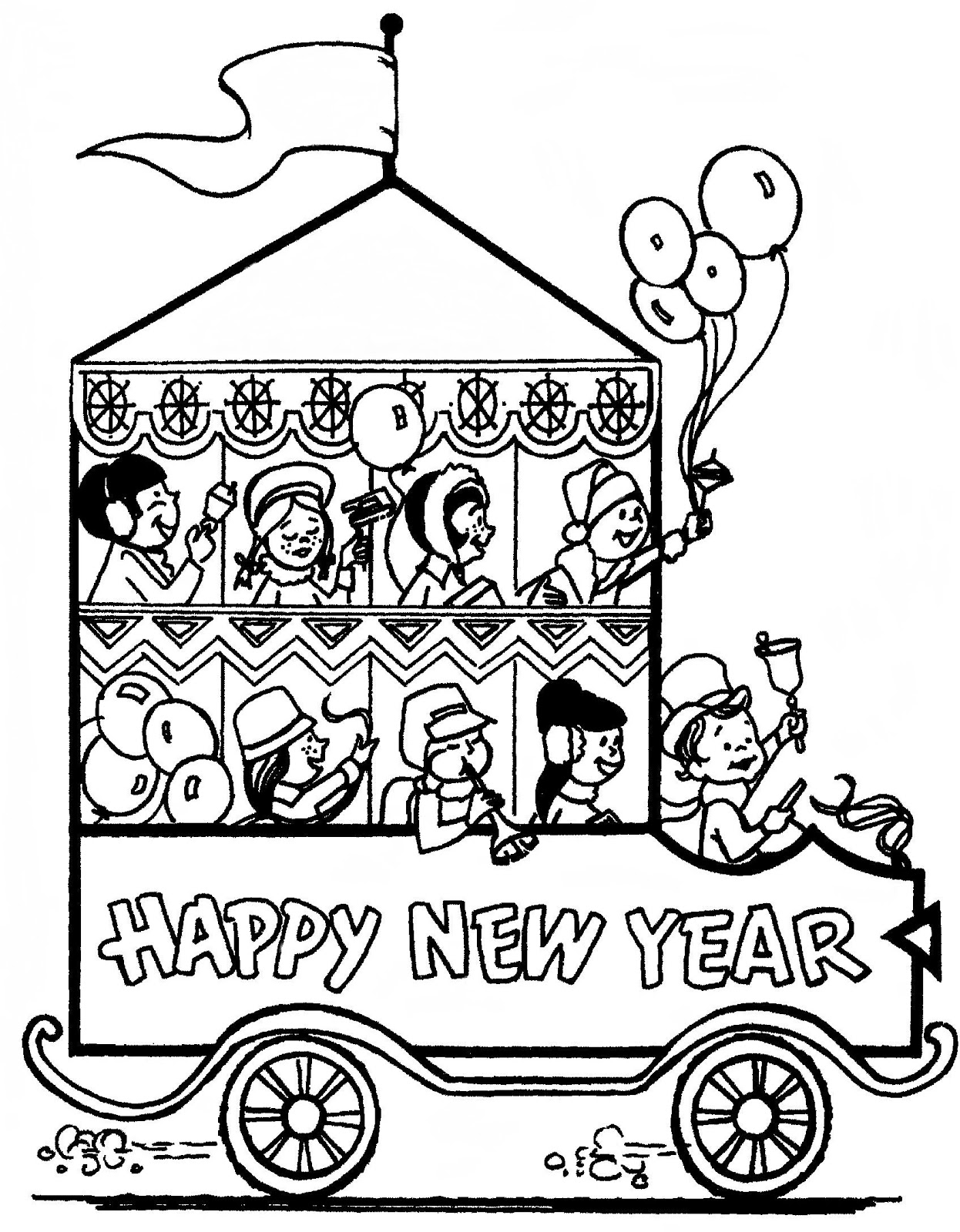 Dessin à colorier: Nouvel An (Fêtes et Occasions spéciales) #60960 - Coloriages à Imprimer Gratuits