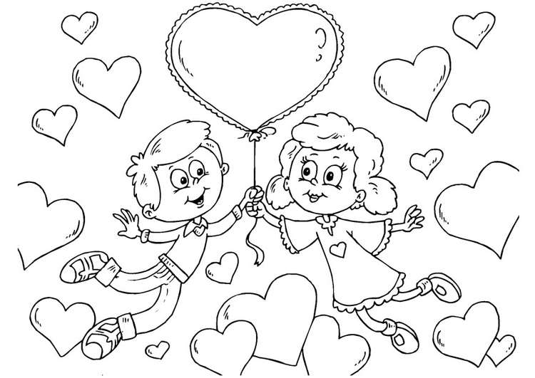 Dessin à colorier: Saint Valentin (Fêtes et Occasions spéciales) #54042 - Coloriages à Imprimer Gratuits