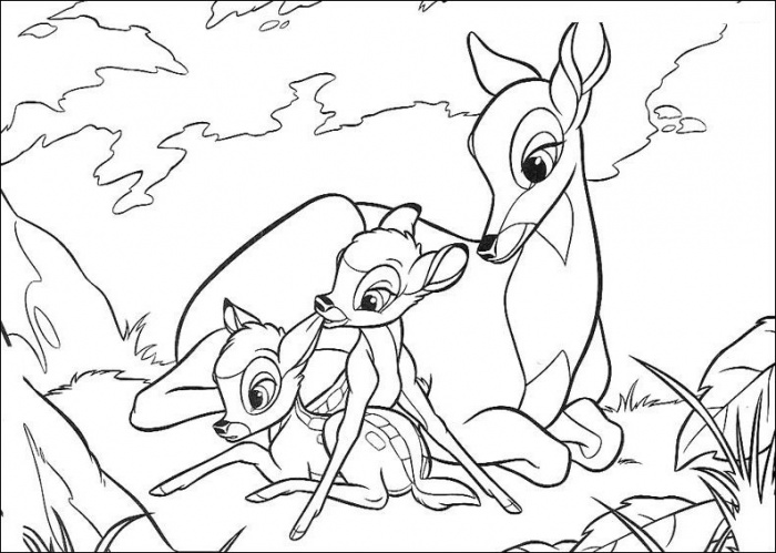 Dessin à colorier: Bambi (Films d'animation) #128634 - Coloriages à Imprimer Gratuits