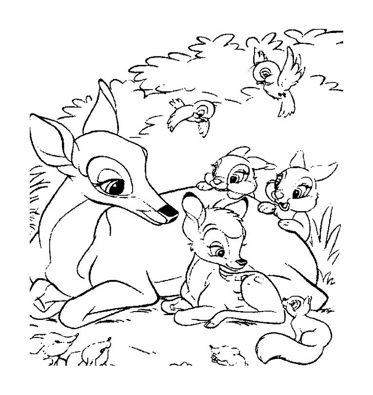 Dessin à colorier: Bambi (Films d'animation) #128763 - Coloriages à Imprimer Gratuits