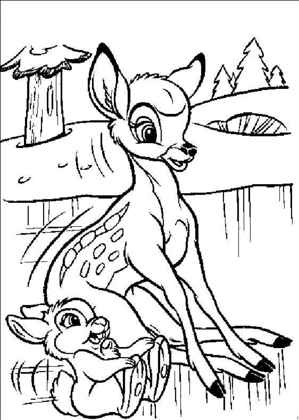 Dessin à colorier: Bambi (Films d'animation) #128773 - Coloriages à Imprimer Gratuits