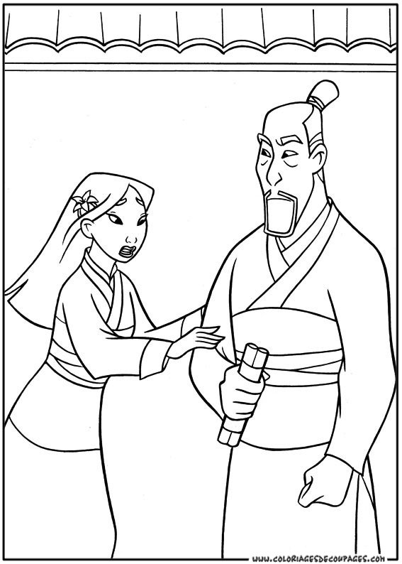 Dessin à colorier: Mulan (Films d'animation) #133666 - Coloriages à Imprimer Gratuits