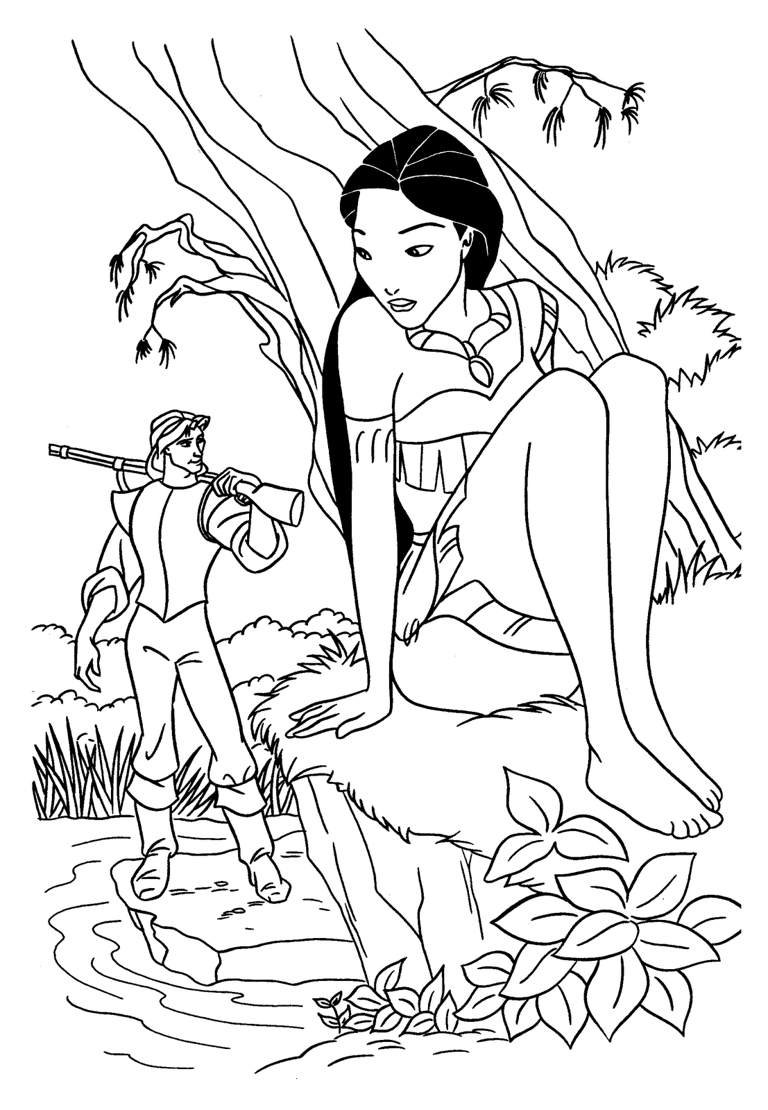 Dessin à colorier: Pocahontas (Films d'animation) #131338 - Coloriages à Imprimer Gratuits