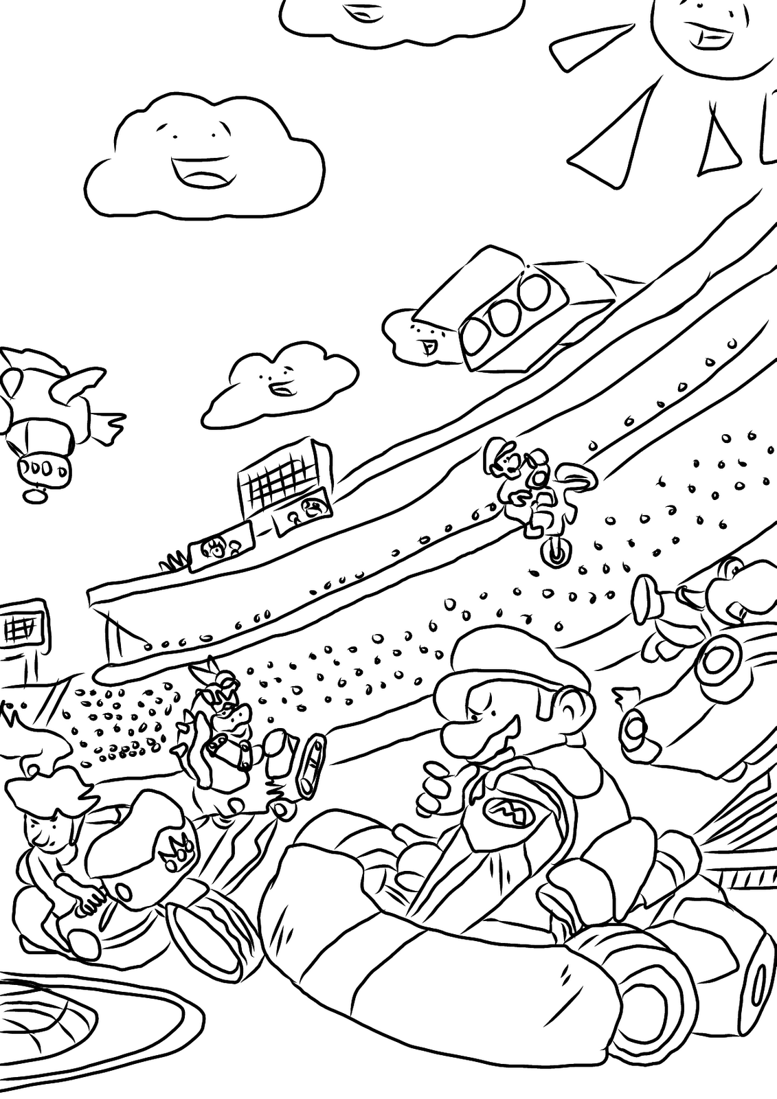 Coloriage Mario Kart 13 Jeux Videos Coloriages A Imprimer
