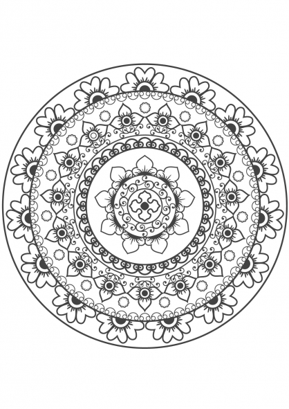 Dessin à colorier: Mandalas Fleurs (Mandalas) #117074 - Coloriages à Imprimer Gratuits