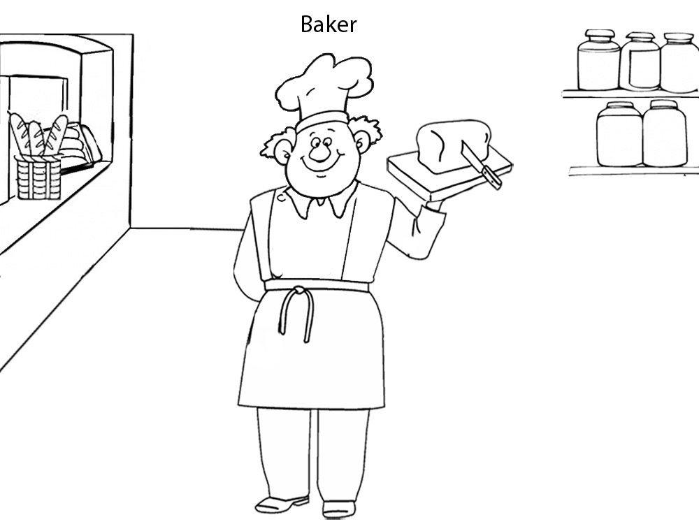Dessin à colorier: Boulanger (Métiers et Professions) #89932 - Coloriages à Imprimer Gratuits