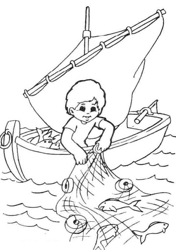 Dessin à colorier: Pêcheur (Métiers et Professions) #103956 - Coloriages à Imprimer Gratuits