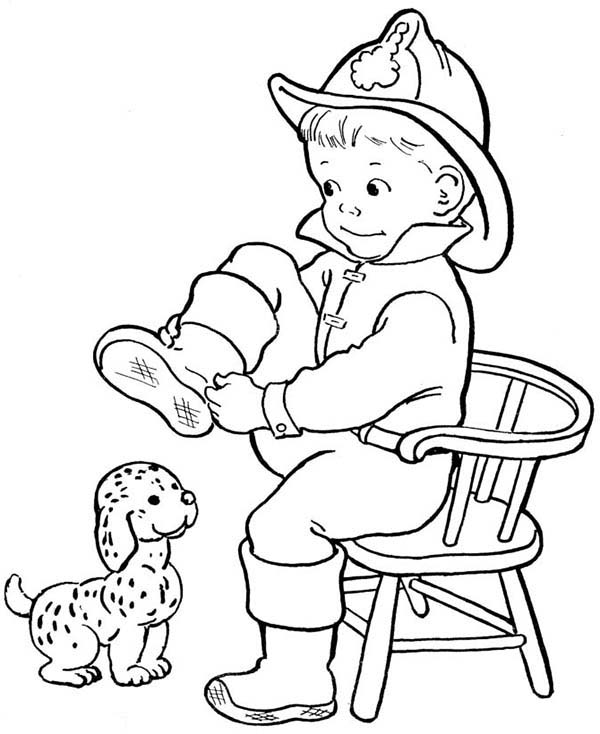 Dessin à colorier: Pompier (Métiers et Professions) #105751 - Coloriages à Imprimer Gratuits