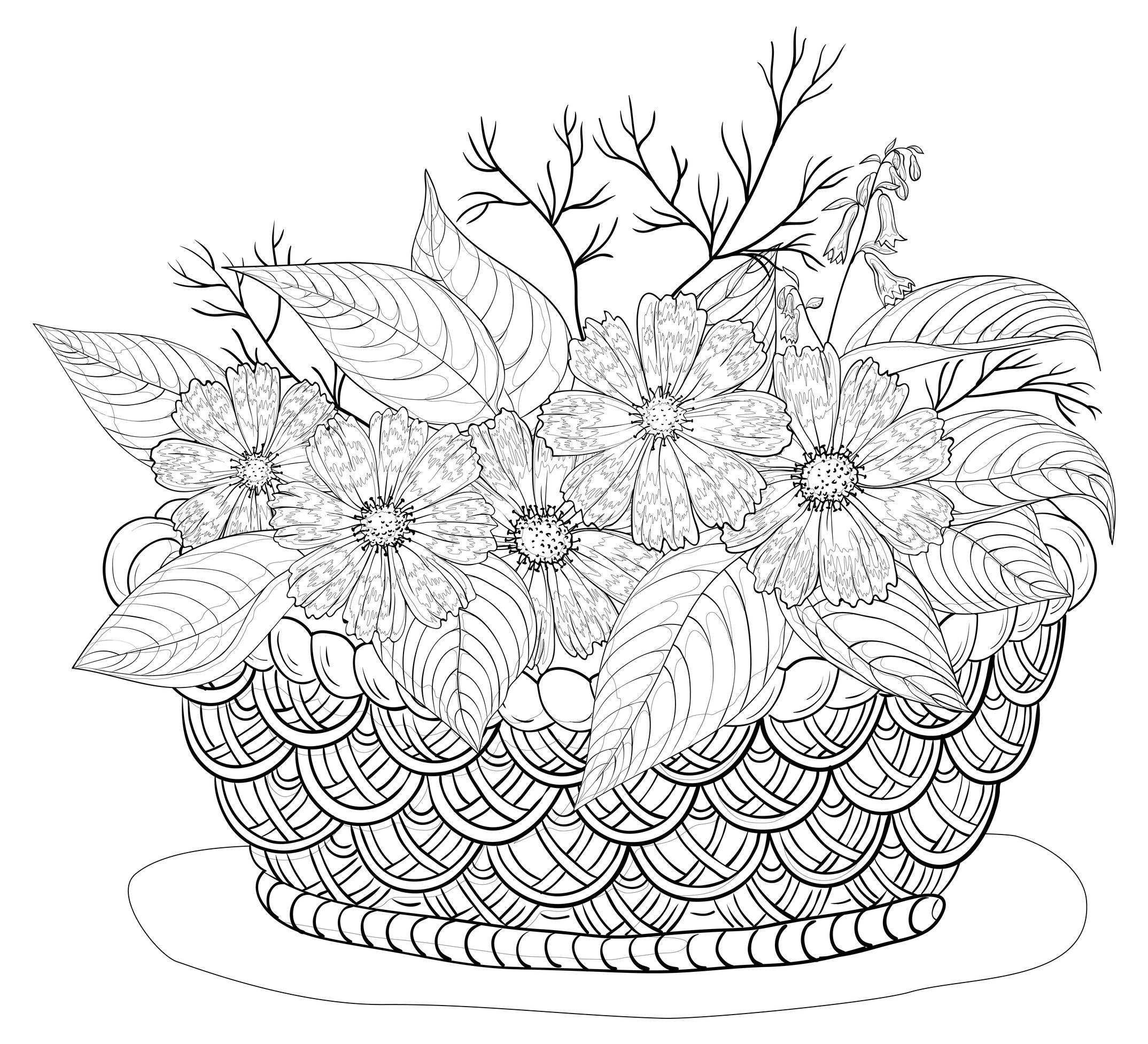 Dessin à colorier: Bouquet de fleurs (Nature) #160900 - Coloriages à Imprimer Gratuits