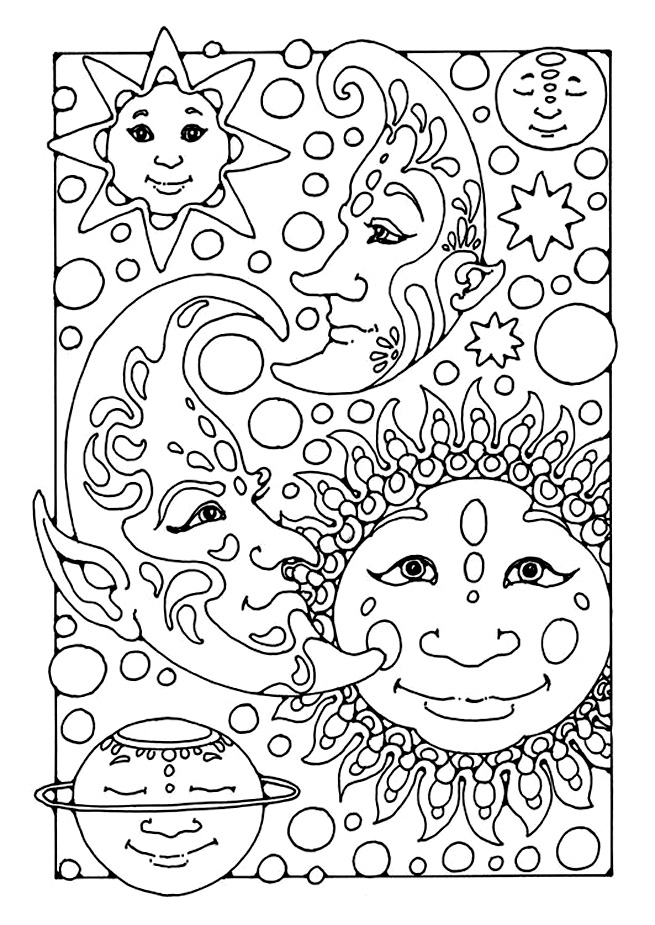 Dessin à colorier: Lune (Nature) #155661 - Coloriages à Imprimer Gratuits