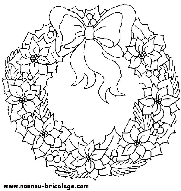 Dessin à colorier: Couronne de Noël (Objets) #169335 - Coloriages à Imprimer Gratuits