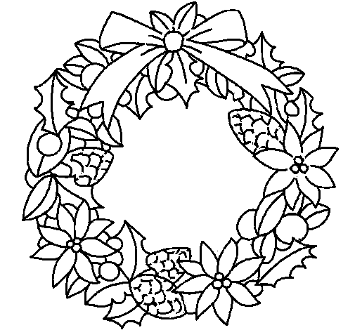 Dessin à colorier: Couronne de Noël (Objets) #169347 - Coloriages à Imprimer Gratuits