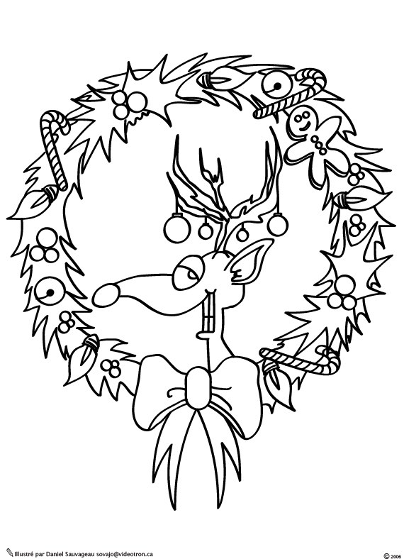Dessin à colorier: Couronne de Noël (Objets) #169370 - Coloriages à Imprimer Gratuits