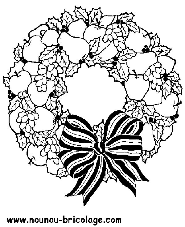 Dessin à colorier: Couronne de Noël (Objets) #169373 - Coloriages à Imprimer Gratuits