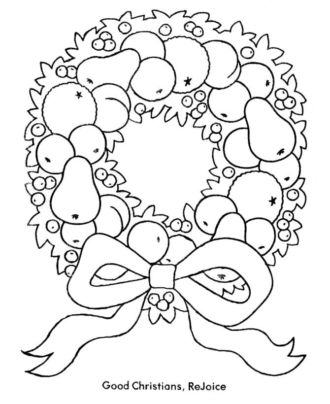 Dessin à colorier: Couronne de Noël (Objets) #169377 - Coloriages à Imprimer Gratuits