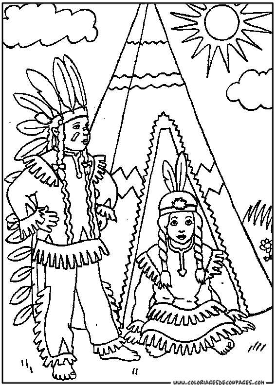 Dessin à colorier: Amérindien (Personnages) #149002 - Coloriages à Imprimer Gratuits